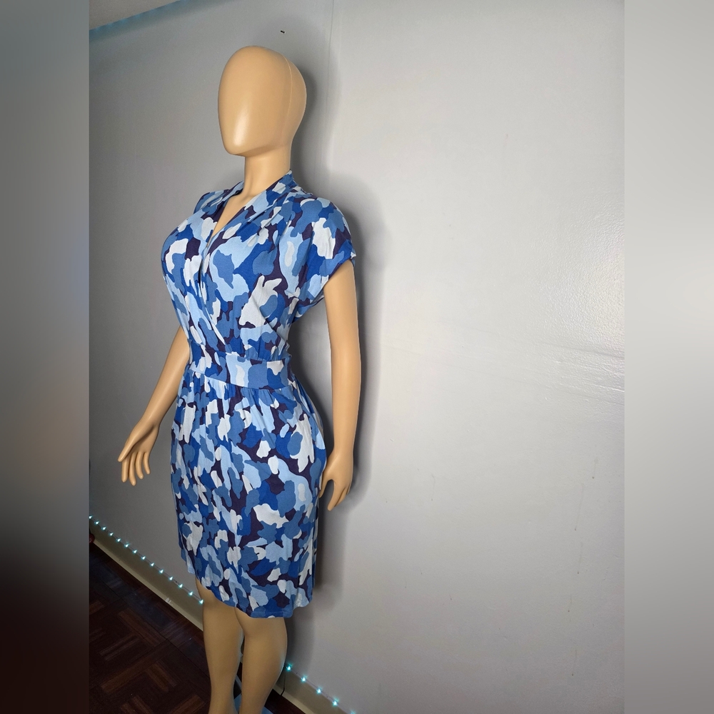 Neda Women's Blue Camouflage sleeveless wrap front dress size XL